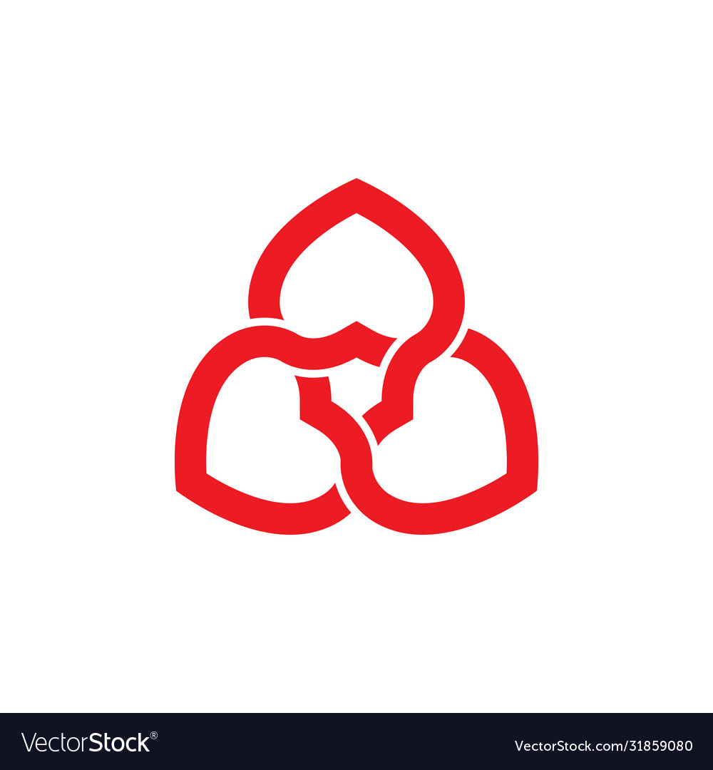 Red tree hearts interconnect interlocking