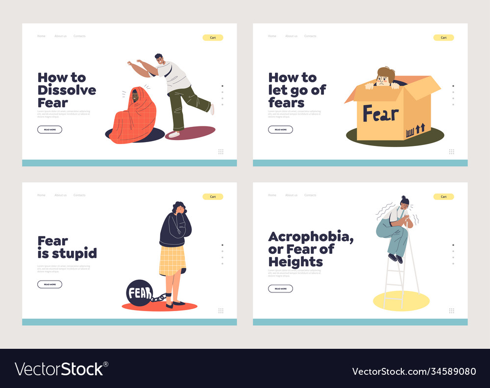 Set landing pages with fear concept vector image Set landing pages with fear concept