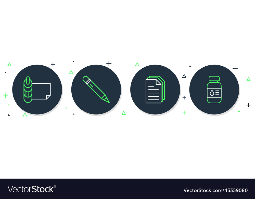 Set line pencil with eraser file document roll