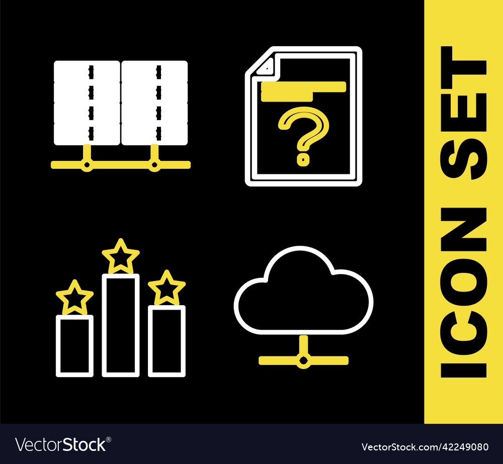 Set line unknown document network cloud vector image Set line unknown document network cloud