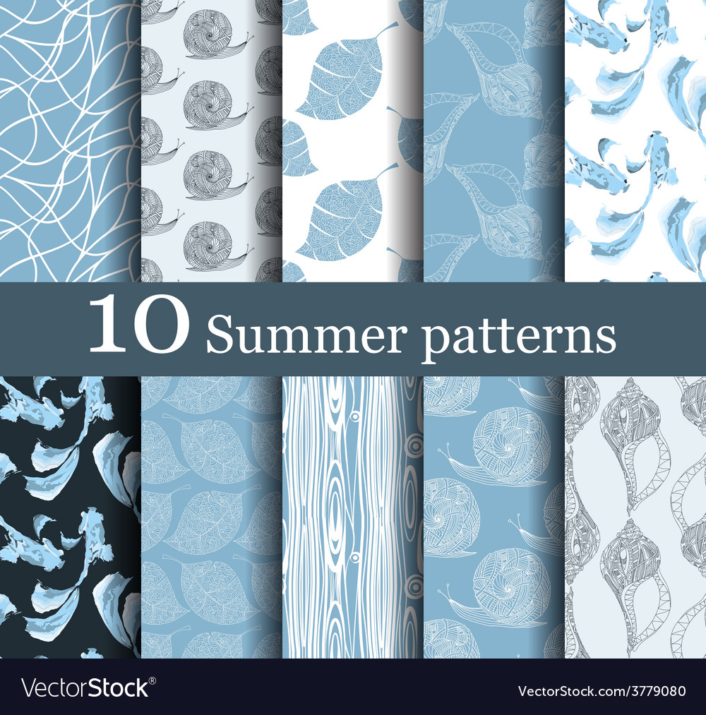 Set of 10 summer seamless patterns