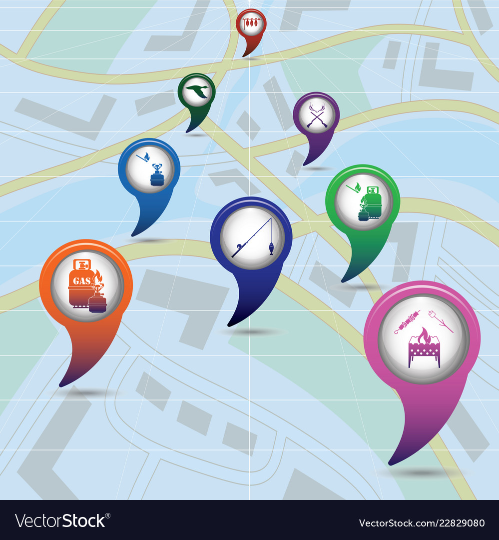 Set of tourism service map pointers