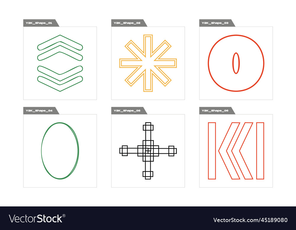 Set of y2k style objects extraordinary vector image Set of y2k style objects extraordinary