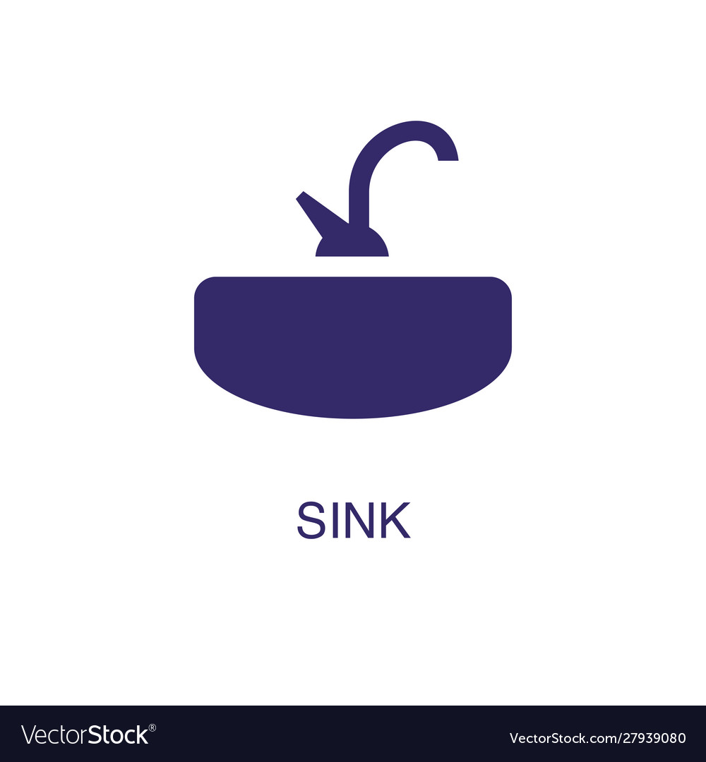Sink element in flat simple style on white
