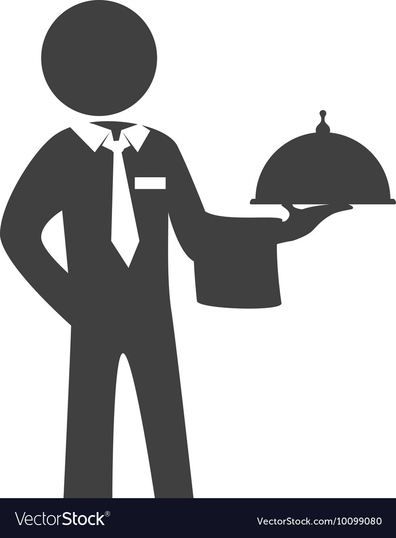 Waiter plate male pictograph suit person icon