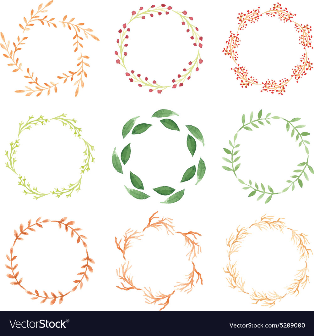 Watercolor wreaths Royalty Free Vector Image - VectorStock