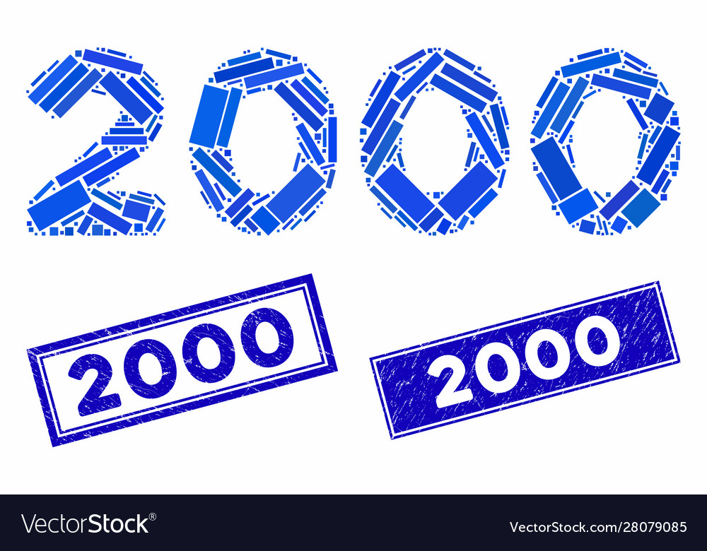 2000 digits text mosaic and scratched rectangle vector image 2000 digits text mosaic and scratched rectangle