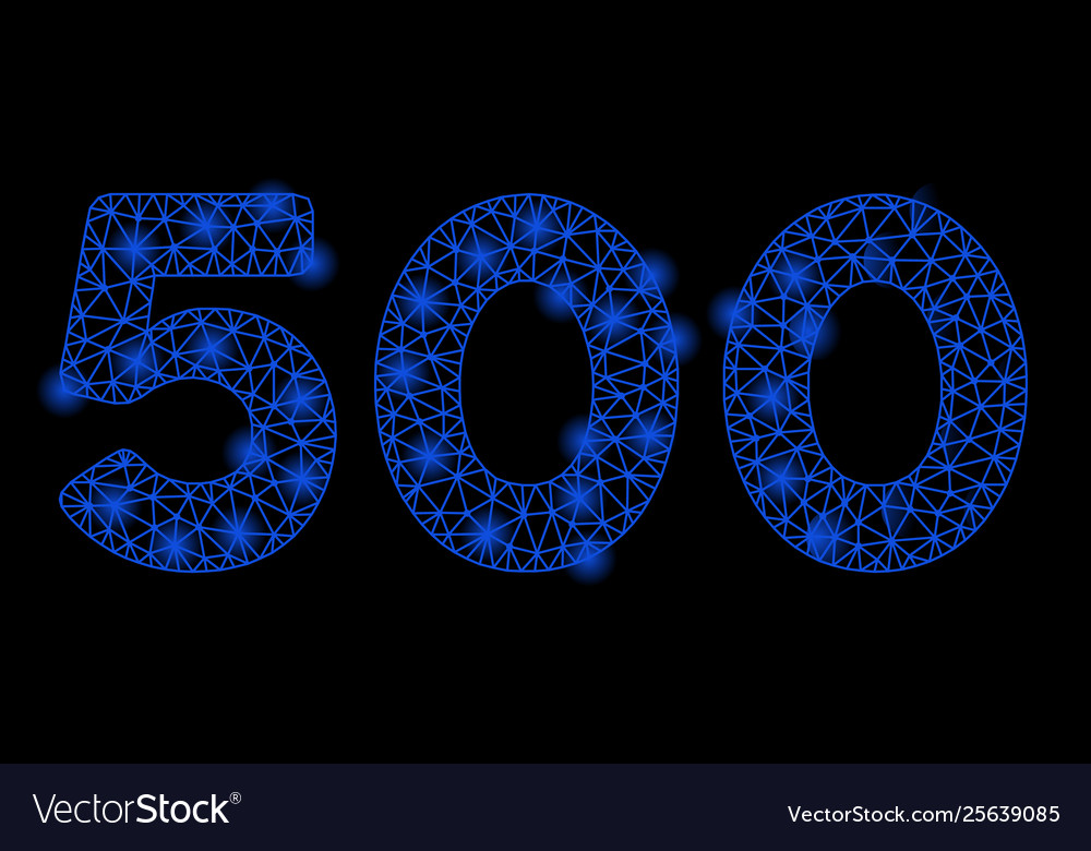Bright mesh network 500 digits text with flash vector image Bright mesh network 500 digits text with flash