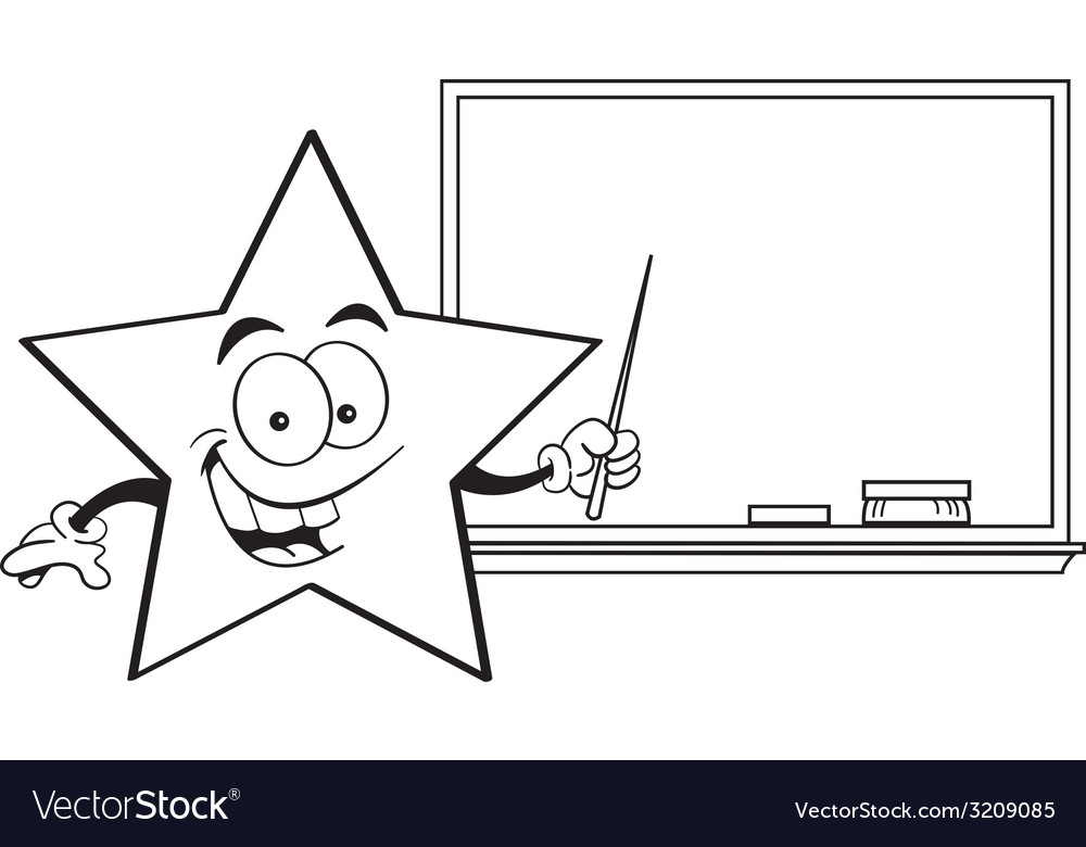 Cartoon star with a black board