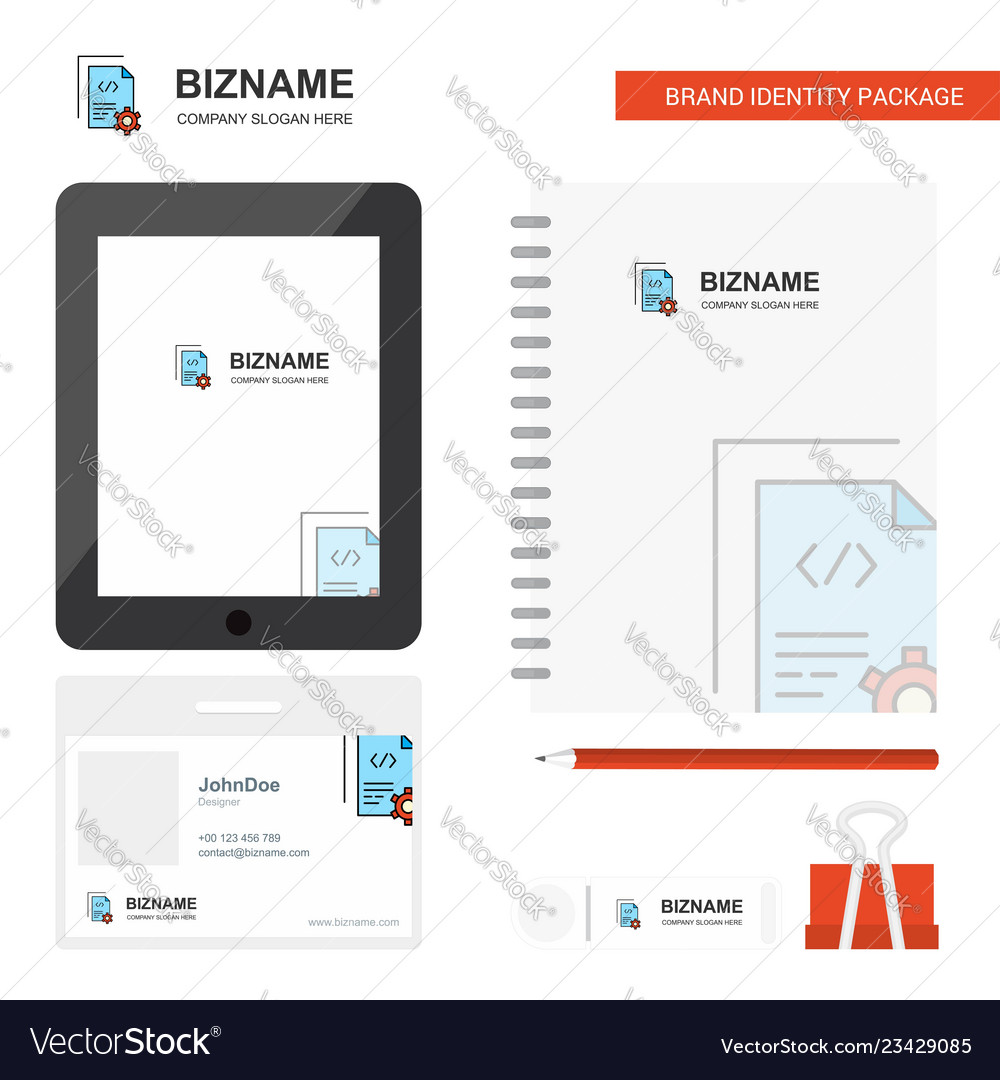 Coding business logo tab app diary pvc employee vector image Coding business logo tab app diary pvc employee