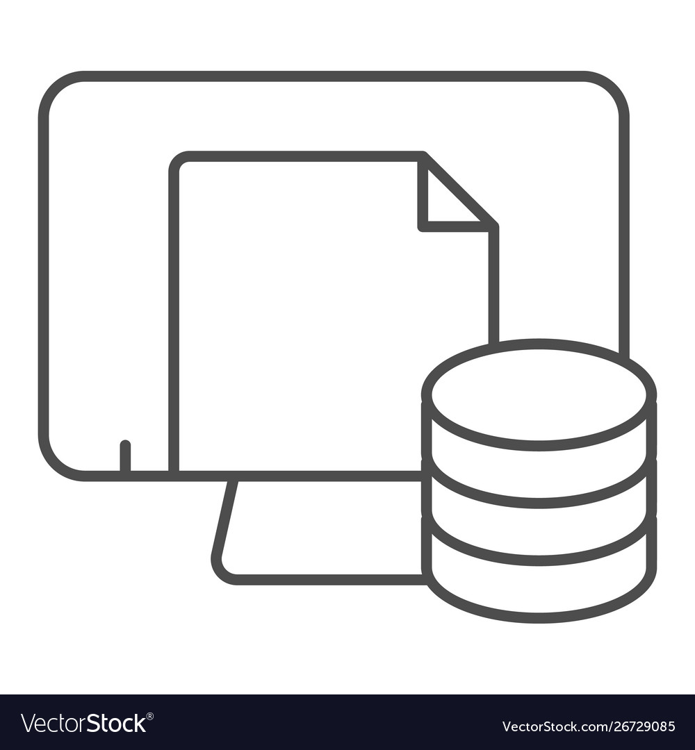 Computer file storage thin line icon paper