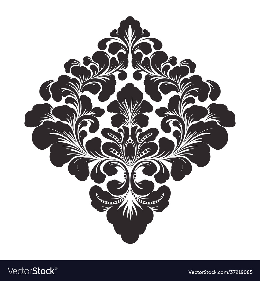 Damask central element isolated vector image Damask central element isolated
