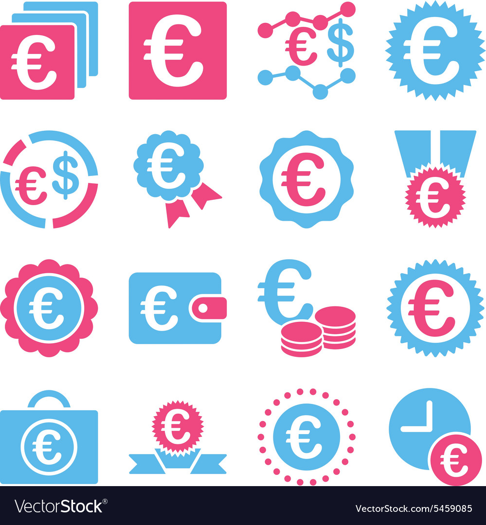 Euro banking business and service tools icons