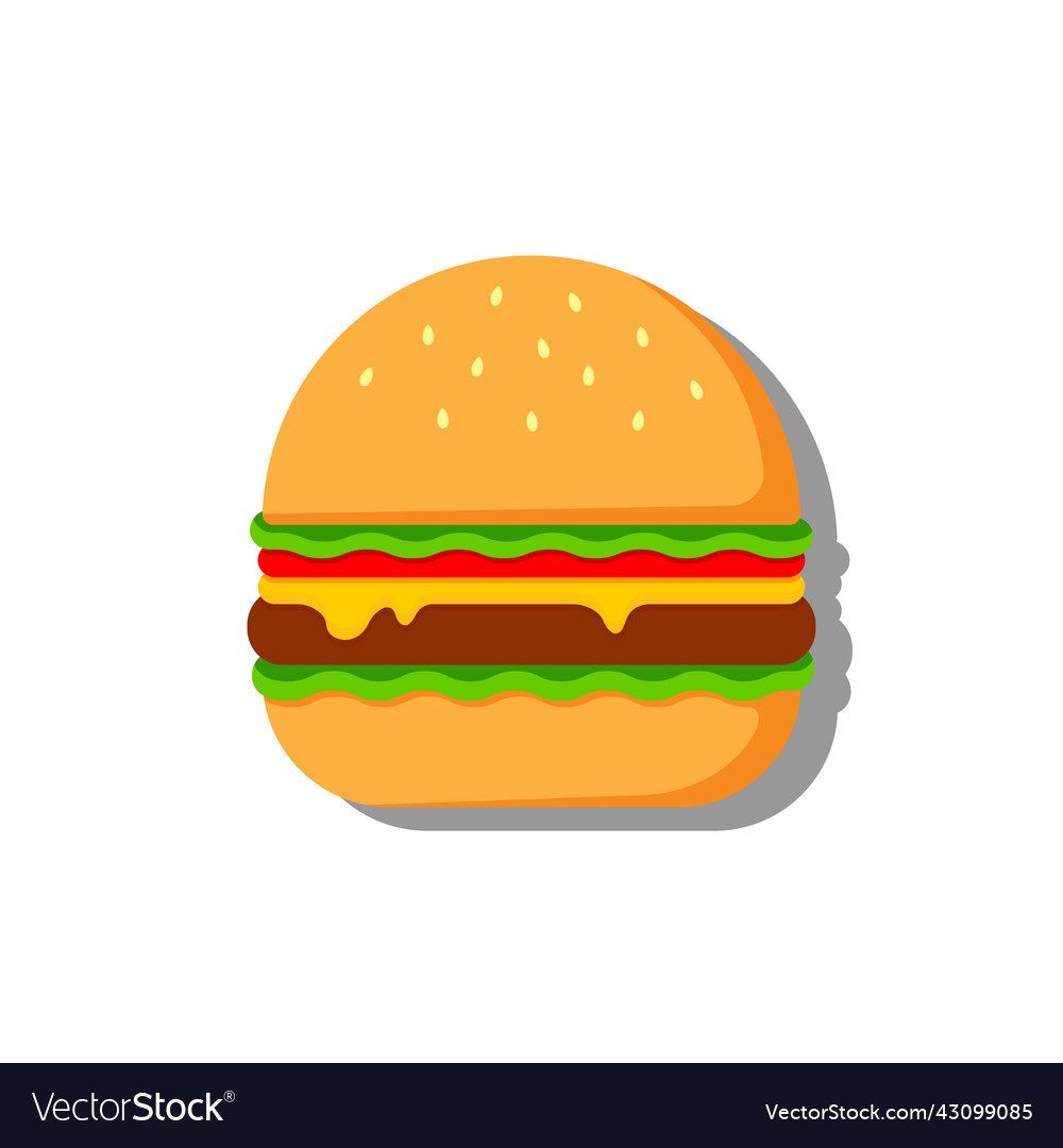 Flat simple image of a burger color Vector Image Flat simple image of a burger color