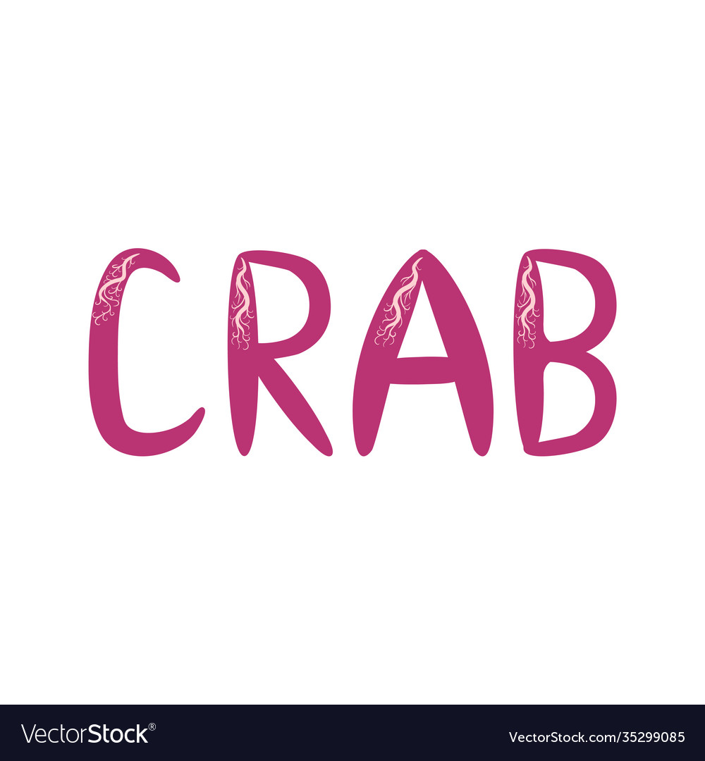 Funny red crab lettering hand drawn cute sea life Vector Image