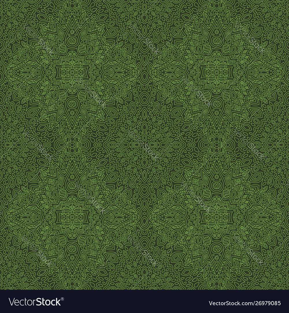Green art with abstract linear seamless pattern