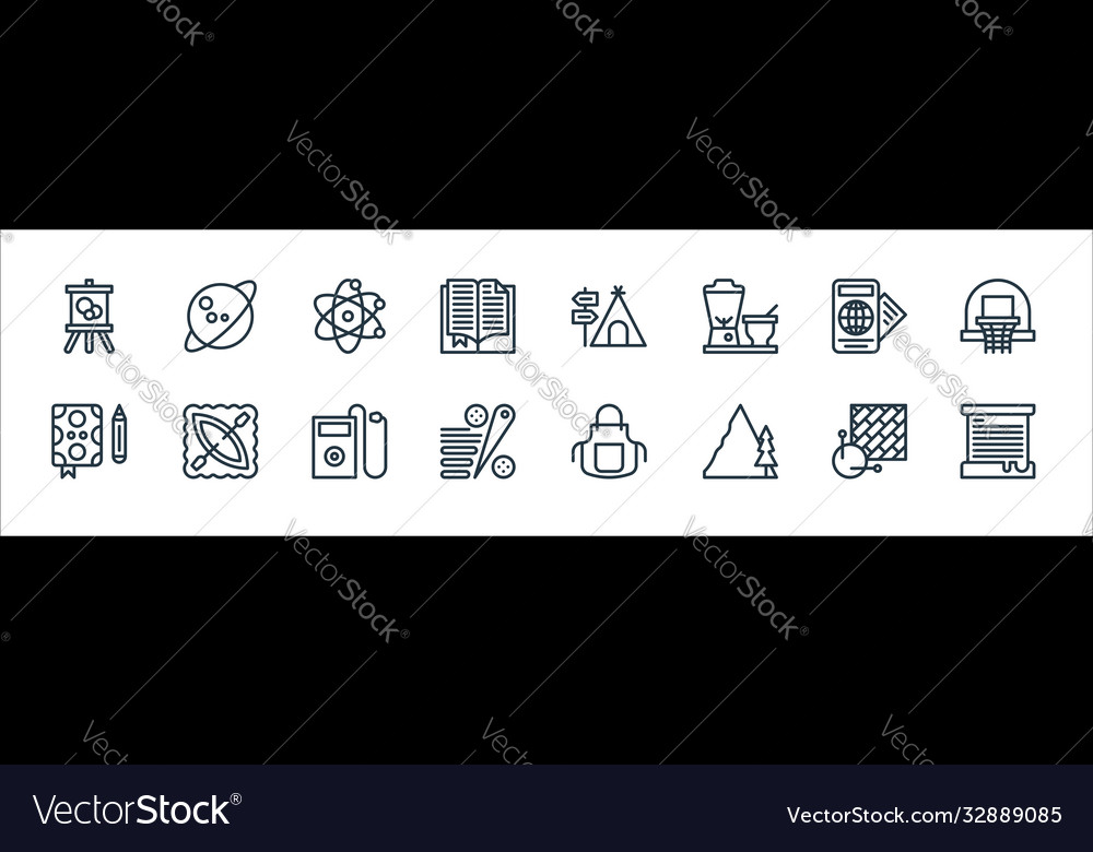 Hobbies line icons linear set quality