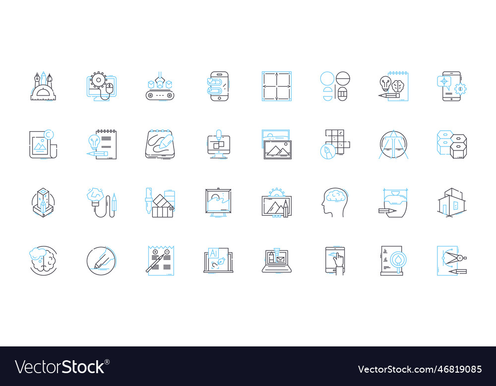 Image processing linear icons set pixels filters Vector Image Image processing linear icons set pixels filters