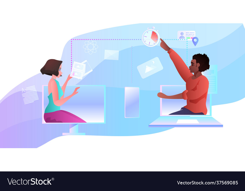 Mix race developers team create website ui Vector Image Mix race developers team create website ui