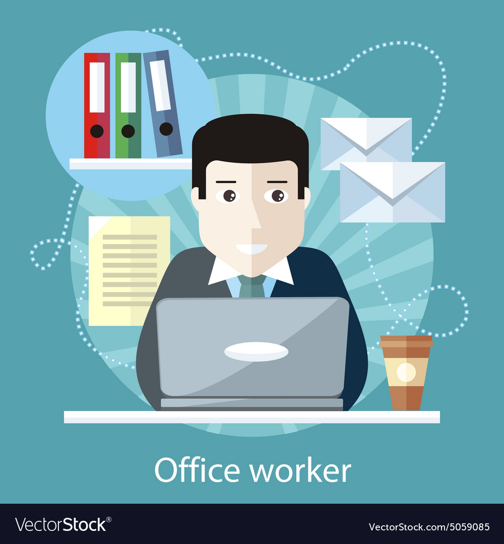 Office worker sitting in front of computer