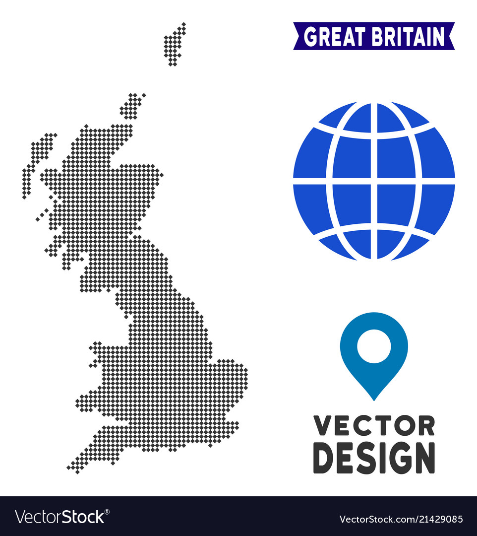 Pixelated great britain map Royalty - Pixelated Great Britain Map Vector 21429085 