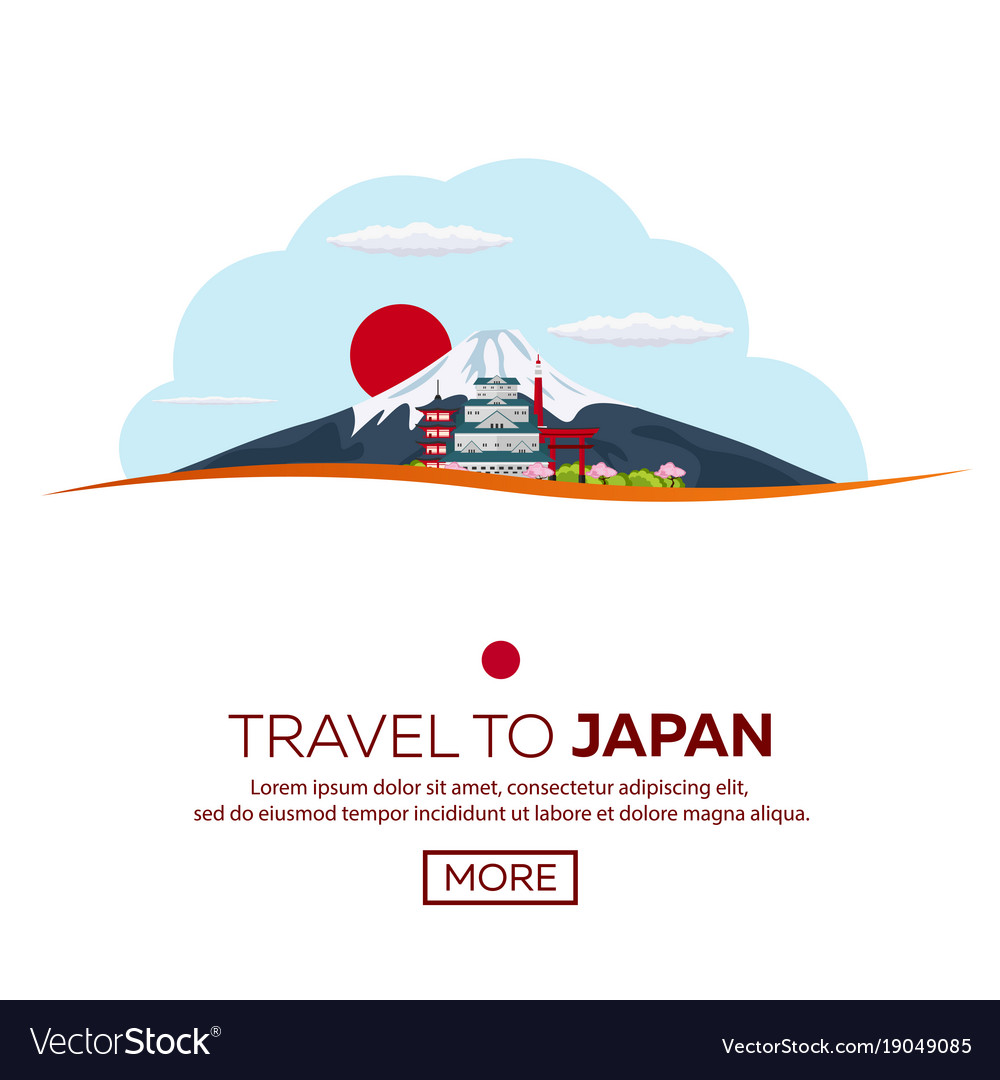 Poster Travel To Japan Mountain Banner Royalty Free Vector