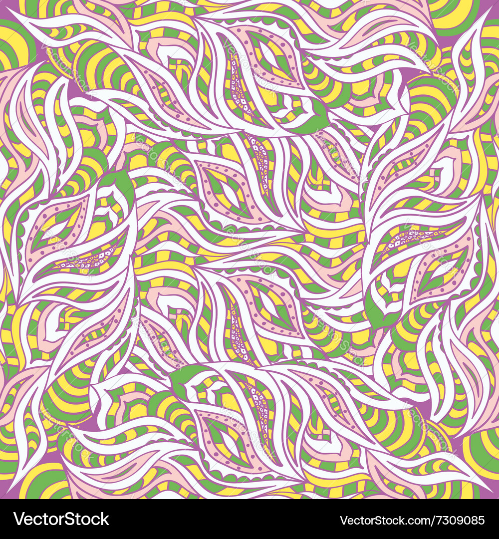 Seamless multi-colored wave pattern doodle Vector Image