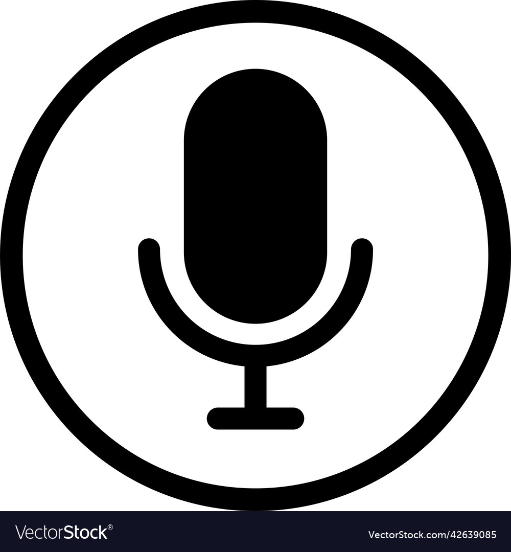 Simple microphone icon in round mark