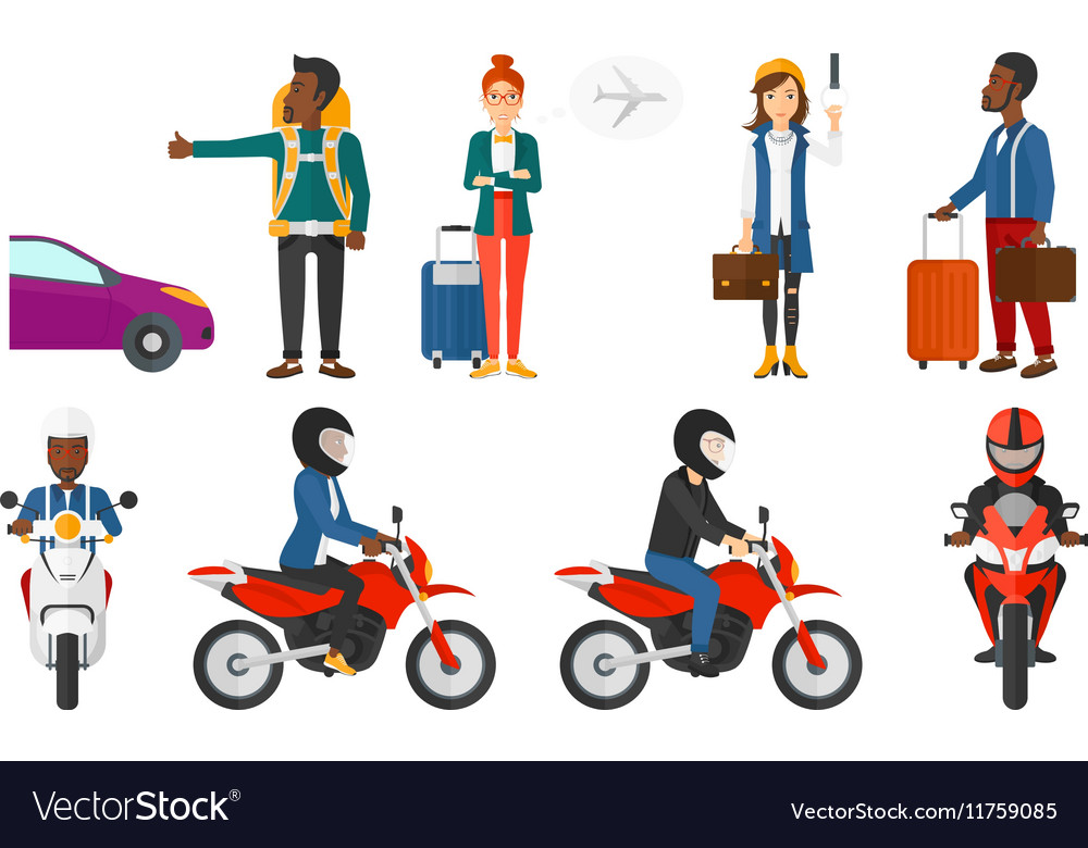 Transportation set with people traveling