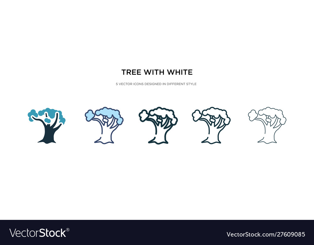 Tree with white foliage icon in different style