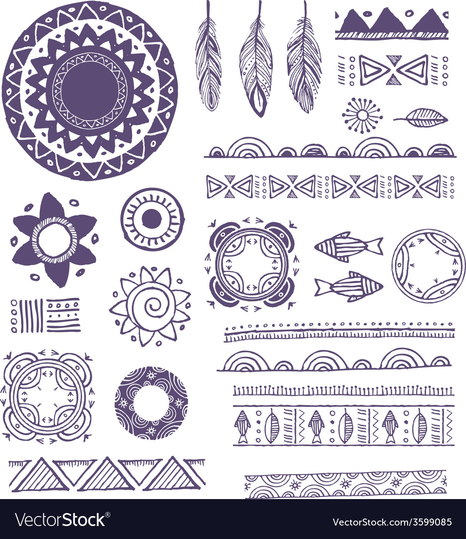 Tribal bohemian mandala background with round Vector Image