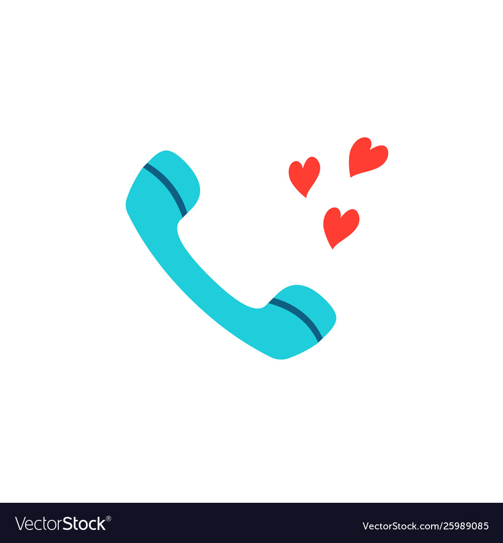 Valentines day blue retro phone with hearts eps10