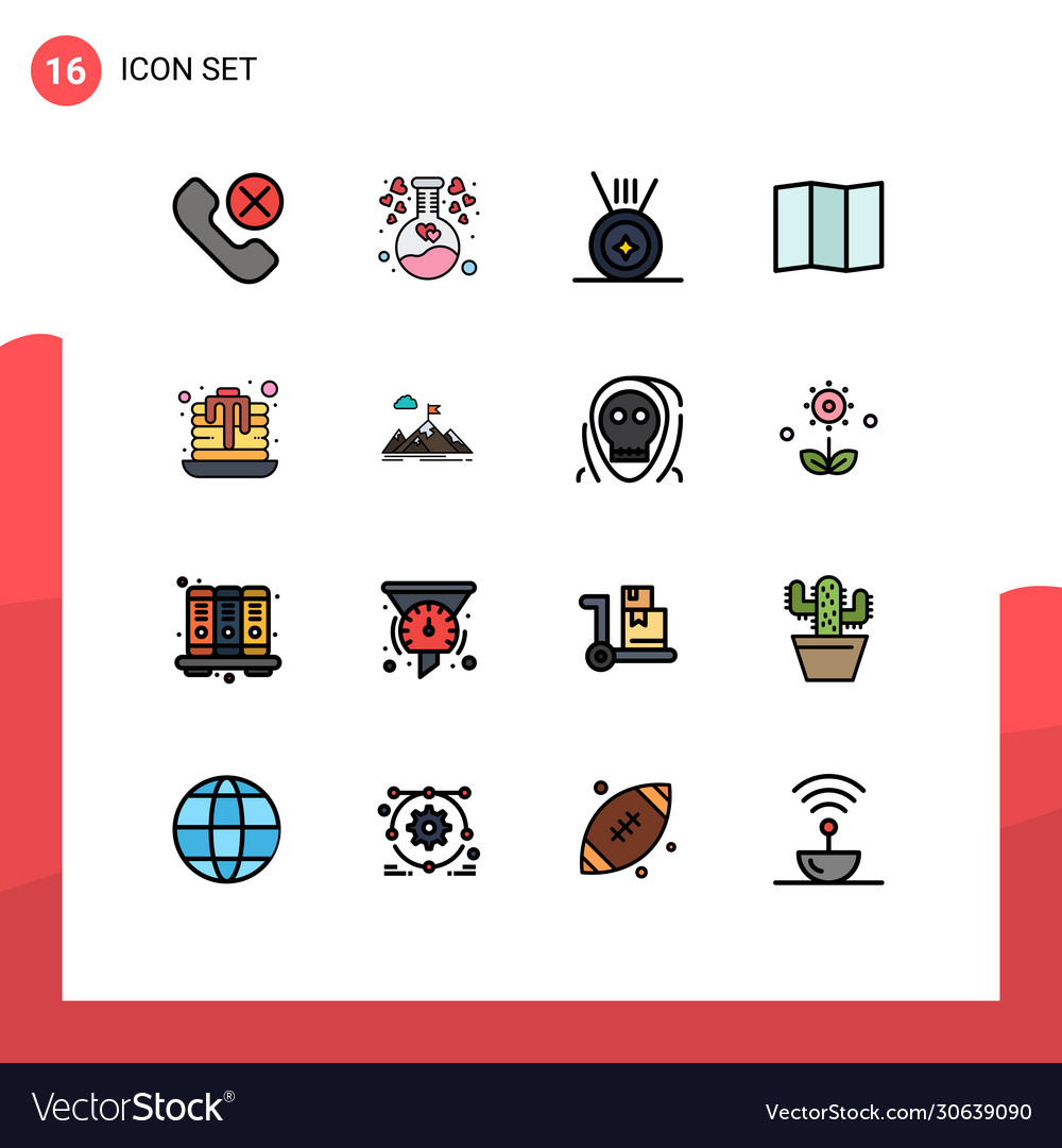 16 universal flat color filled lines set for web