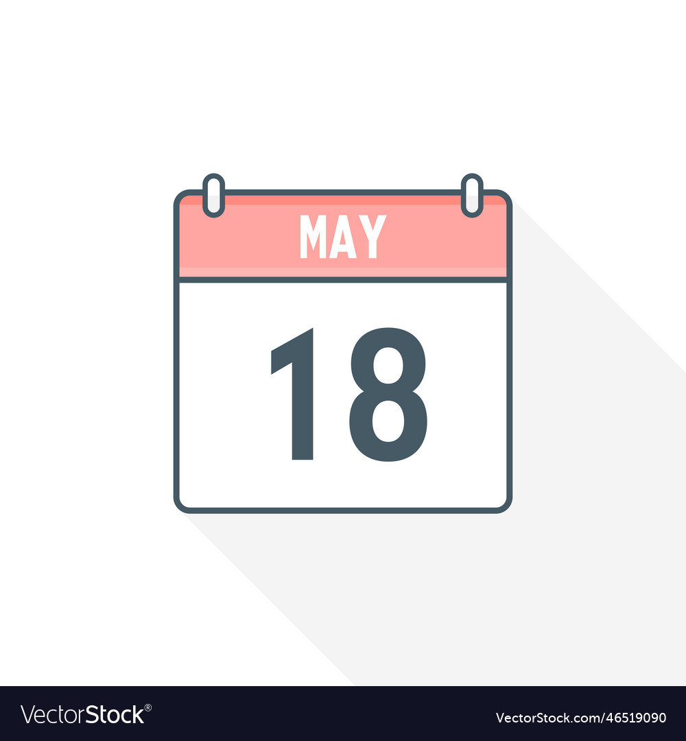 18th may calendar icon may 18 calendar date month Vector Image