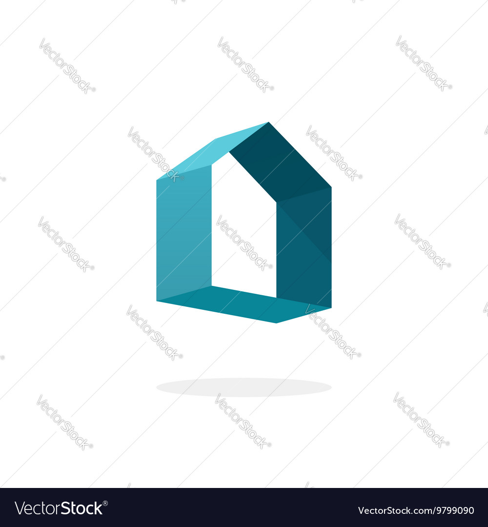 Blue 3d Abstract Geometric Home Logo House Vector Image