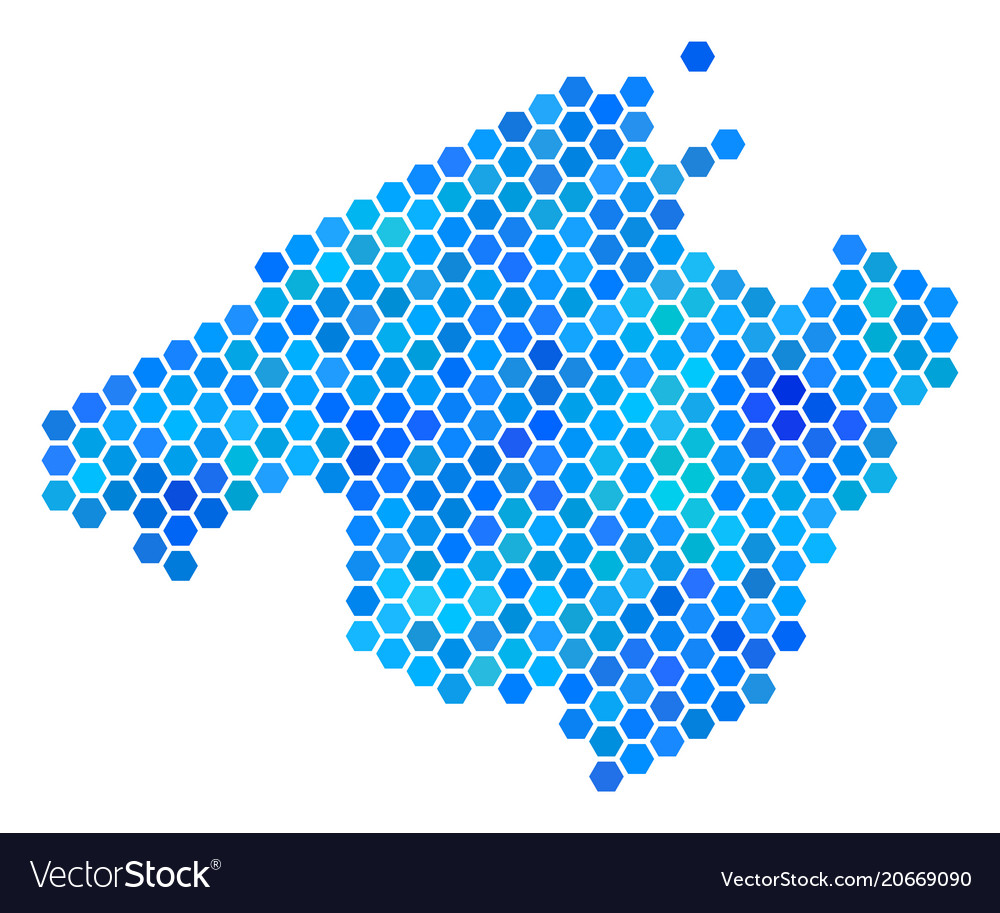 Blue hexagon spain mallorca island map