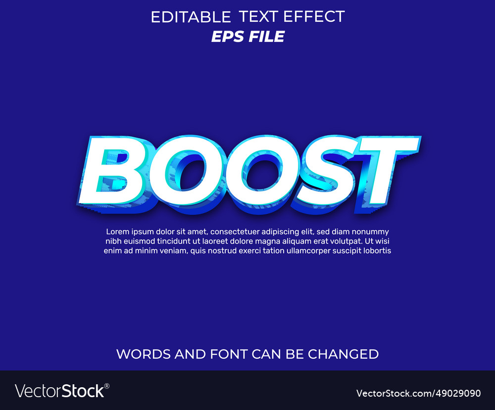 Boost text effect font editable typography 3d