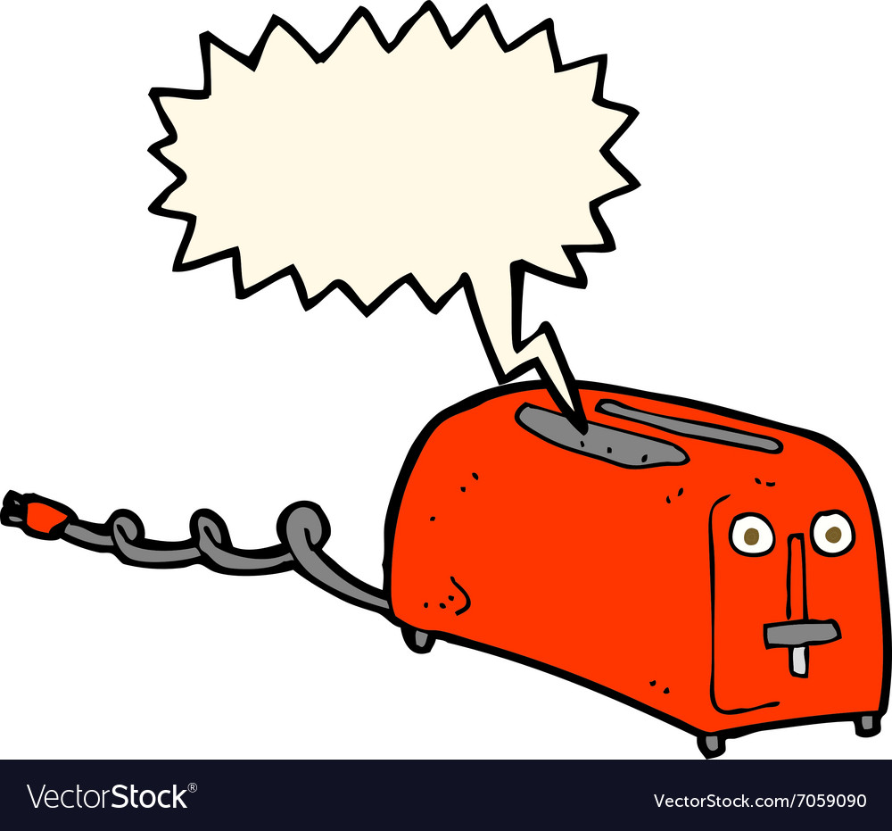Cartoon toaster with speech bubble Royalty Free Vector Image