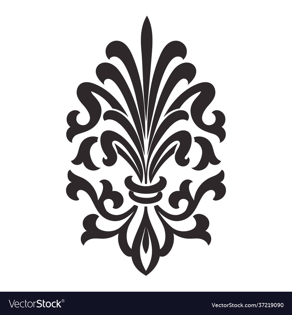 Damask central element isolated vector image Damask central element isolated