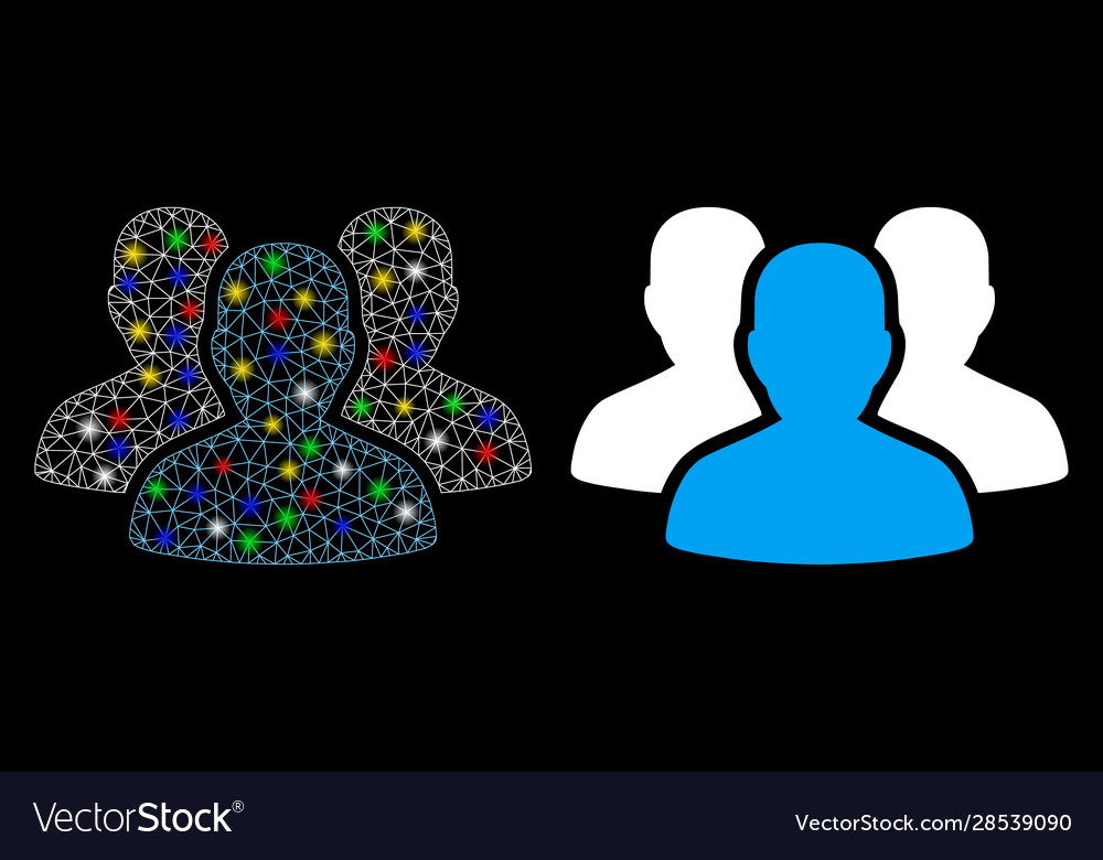 Glowing mesh network user group icon with flash vector image Glowing mesh network user group icon with flash