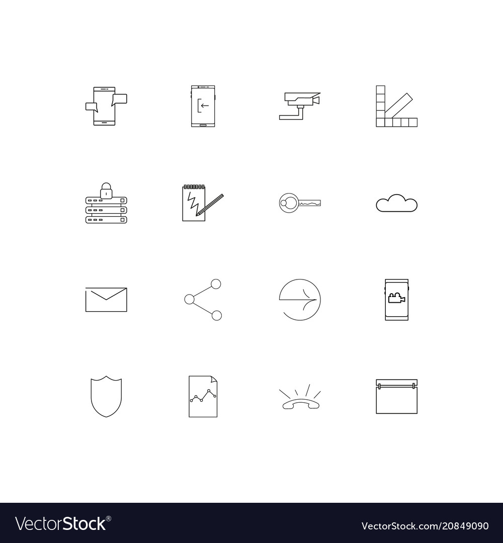 Internet technologies linear thin icons set