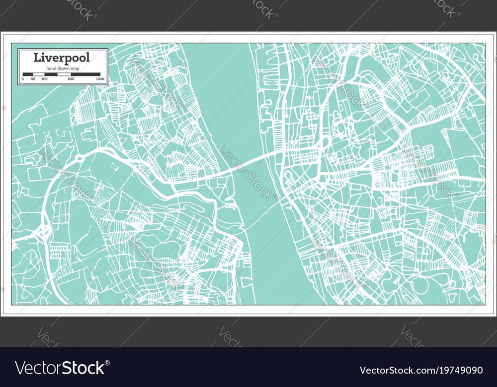 Liverpool England City Map In Retro Style Outline Vector Image