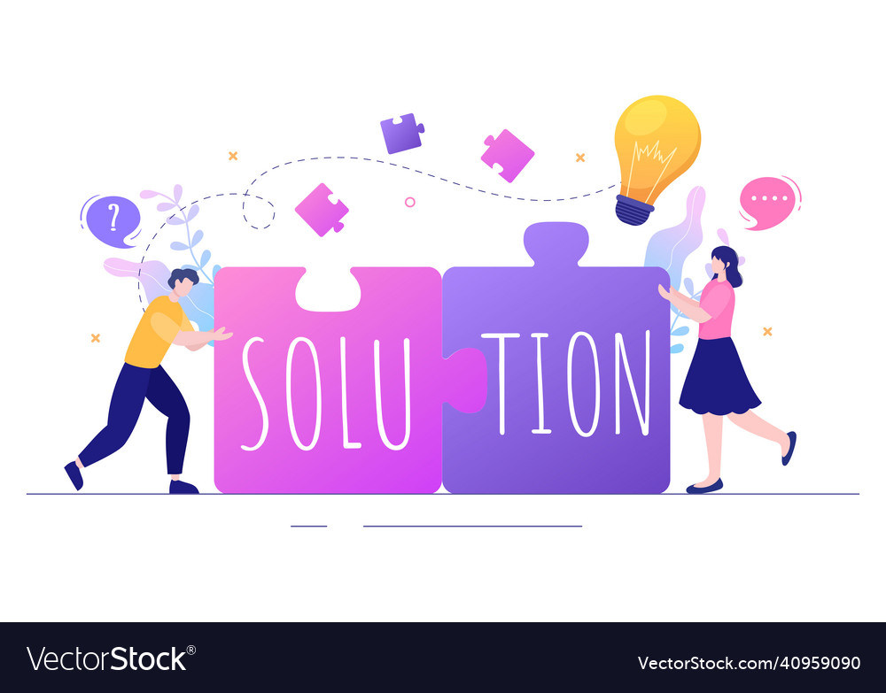 Problem and solution in business solving to look vector image Problem and solution in business solving to look