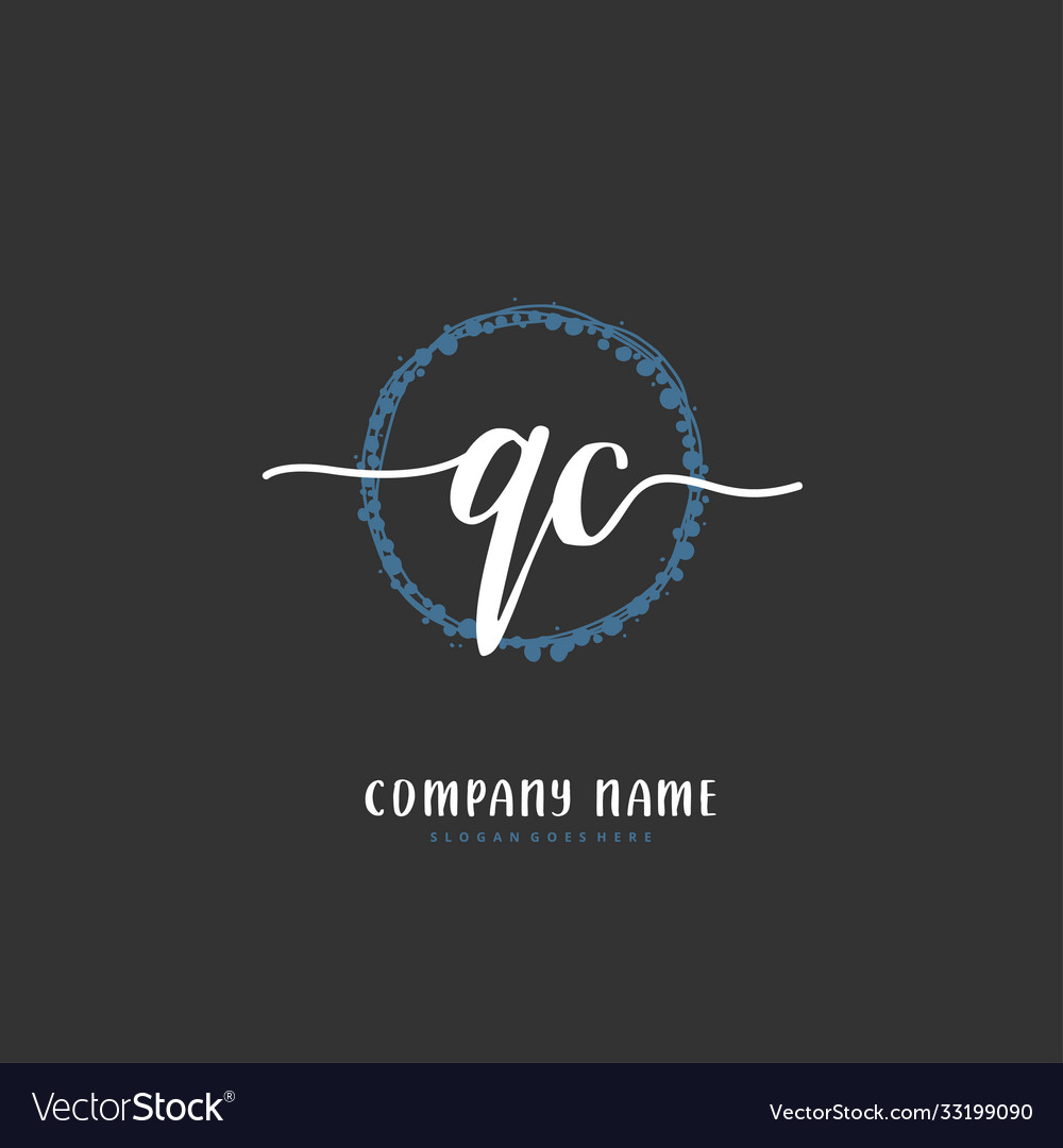Q c qc initial handwriting and signature logo vector image Q c qc initial handwriting and signature logo