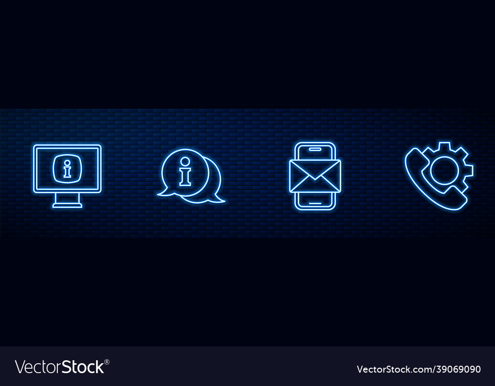 Set line mobile and envelope monitor vector image Set line mobile and envelope monitor