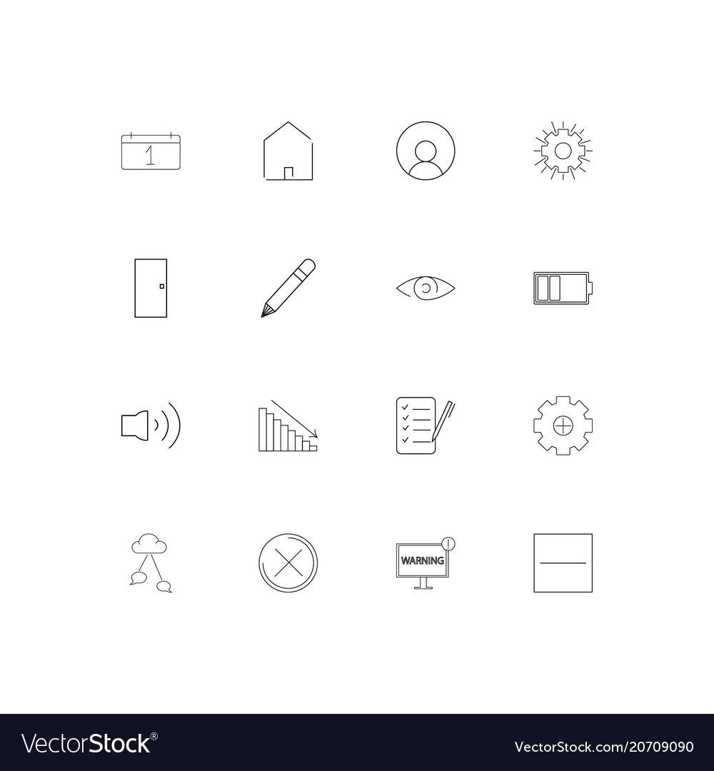 User interface simple linear icons set outlined