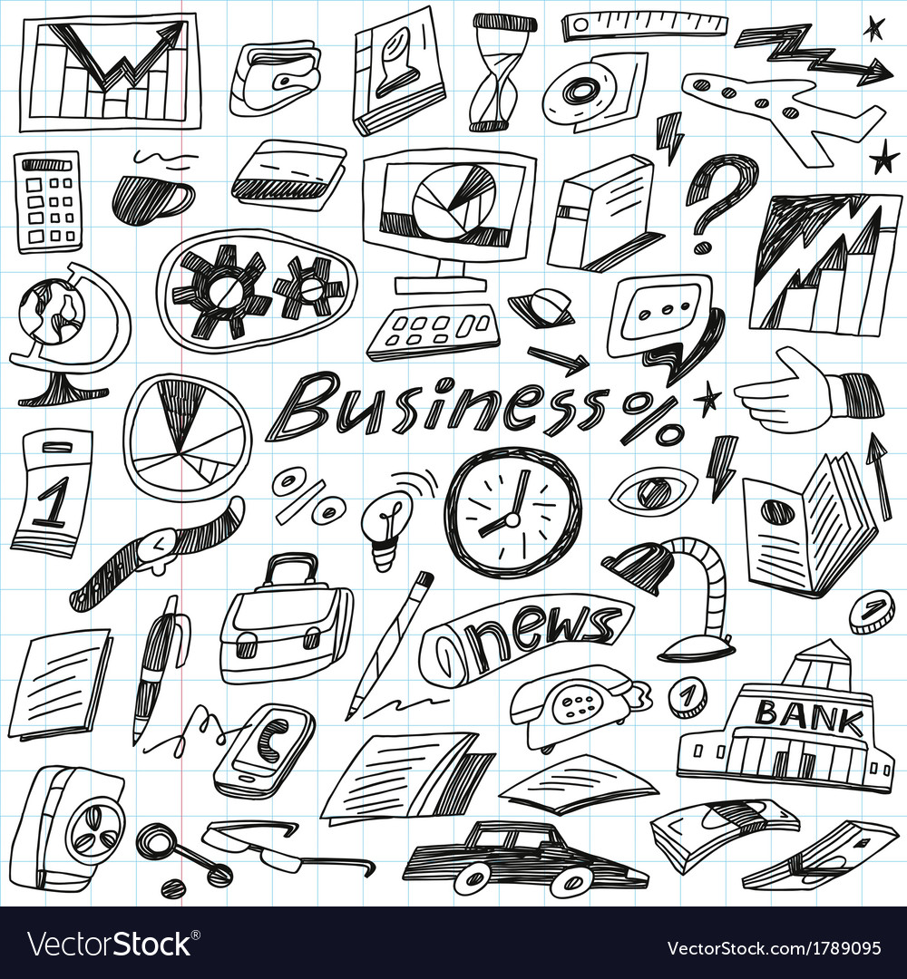 Business doodles set Royalty Free Vector Image