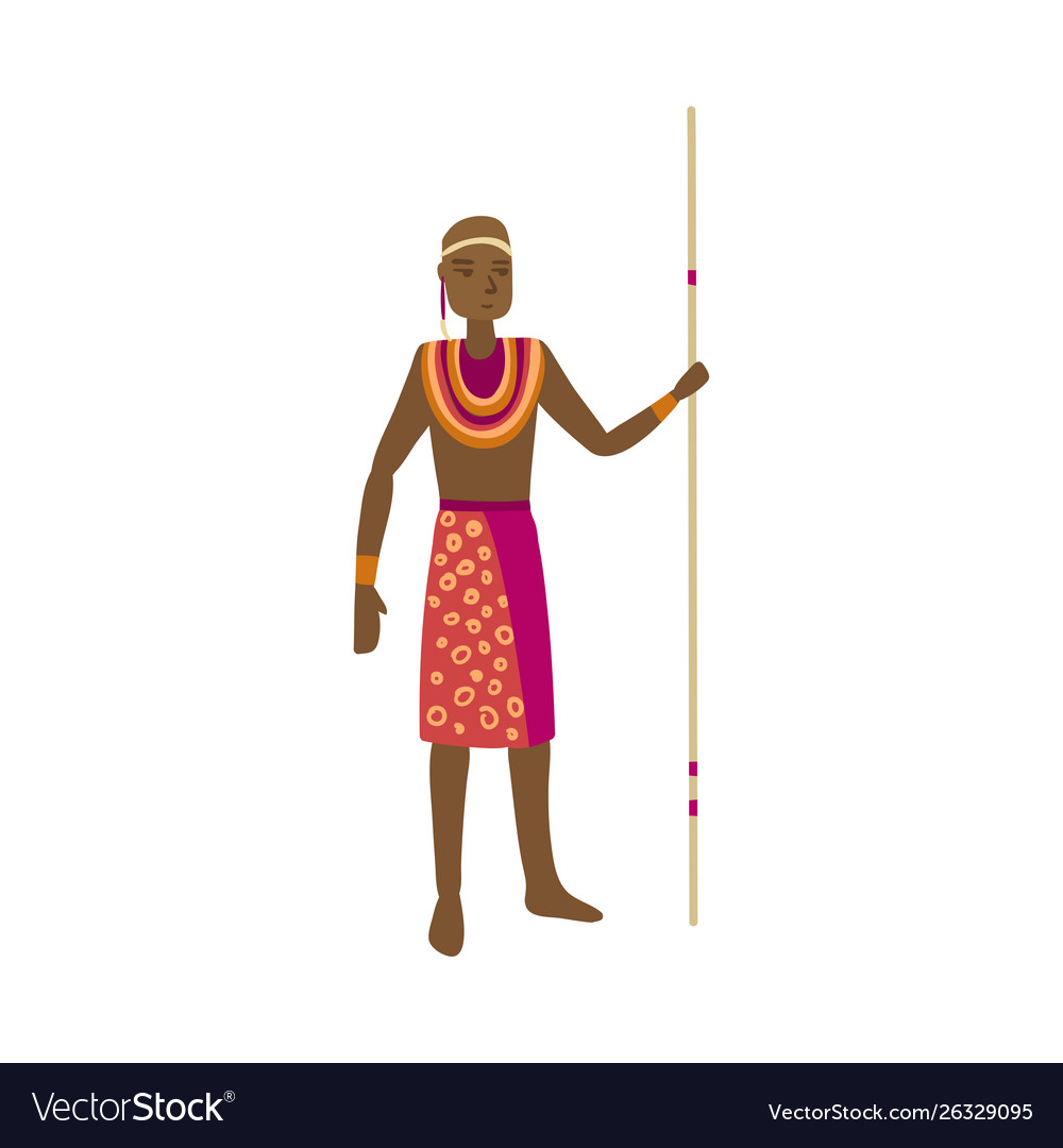 Cute african aborigine with colorful red clothes Vector Image