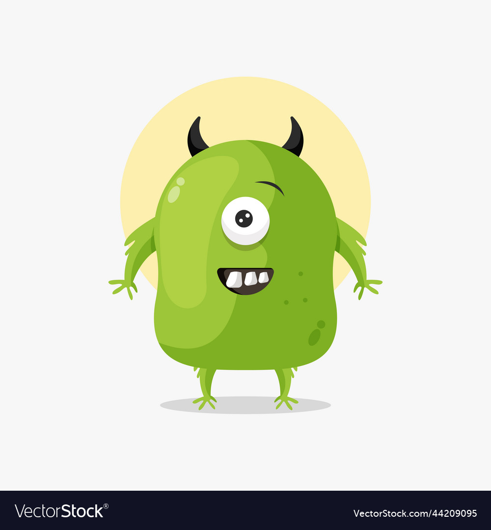 Cute green monster cartoon Royalty Free Vector Image