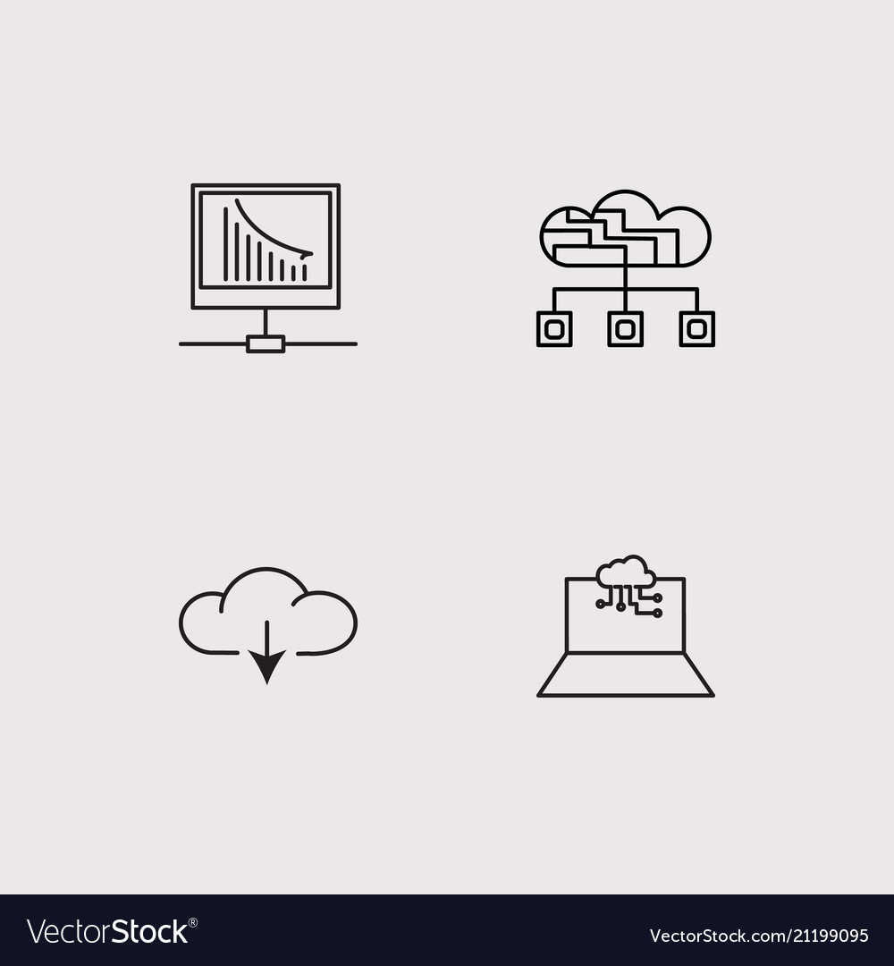 Data analytics simple linear icons set outlined
